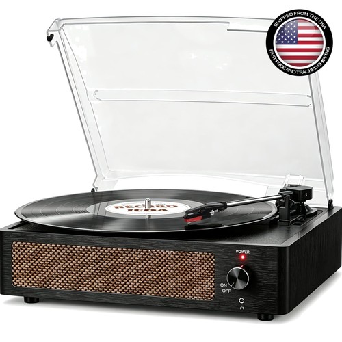 Vinyl record player with - record,