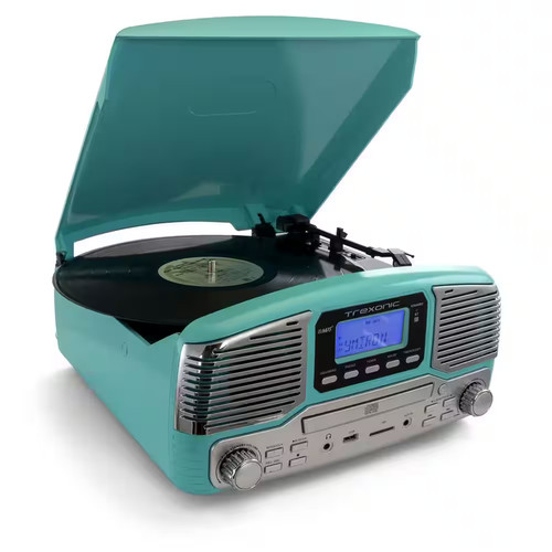 Retro record player with - retro,